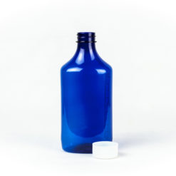 12 oz Blue Graduated Oval RX Bottles with Child-Resistant Caps