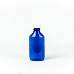 Blue Graduated Oval RX Bottles with Child-Resistant Caps 4 oz