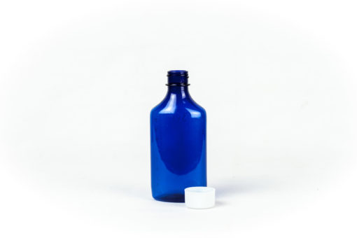 6oz Blue Graduated Oval RX Bottles with Child-Resistant Caps