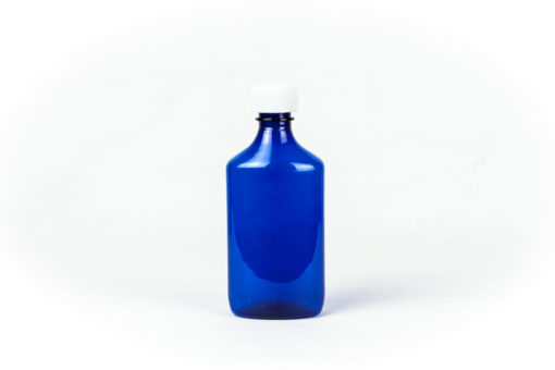 Blue Graduated Oval RX Bottles with Child-Resistant Caps 8 oz