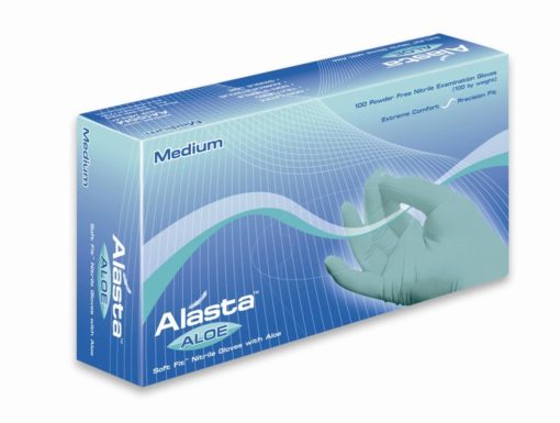 Blue Alasta Exam Gloves With Aloe Nitrile