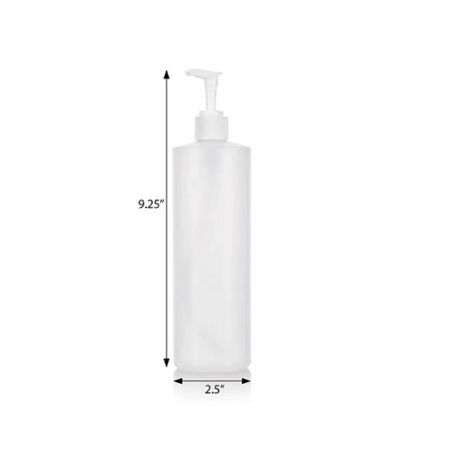 Natural Clear Plastic Squeeze Bottle with White Lotion Pump - 16 oz / 500 ml