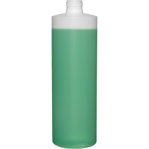 16 oz. Natural HDPE Plastic Cylinder Bottle, 24mm 24-410