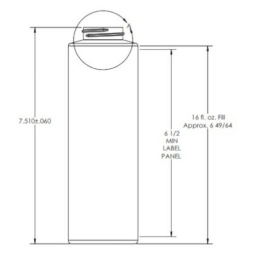 16 oz. Natural HDPE Plastic Cylinder Bottle, 38mm 38-400