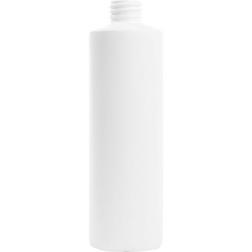 16 oz. White HDPE Plastic Cylinder Bottle, 28mm 28-410