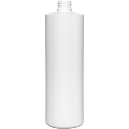 16 oz. White HDPE Plastic Cylinder Bottle, 24mm 24-410