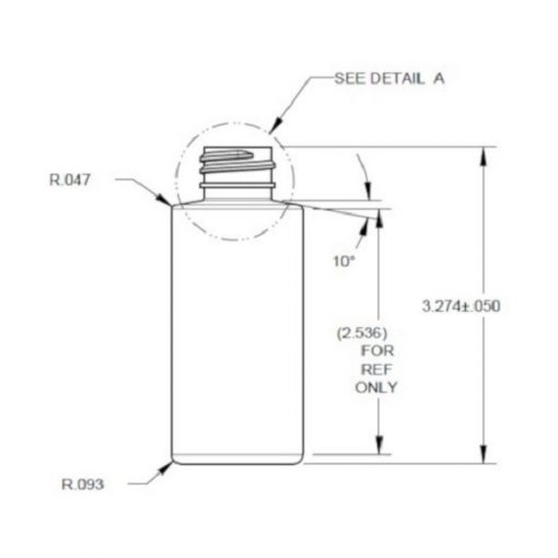 50 ml (1.6 oz.) Clear PET Plastic Cylinder Bottle, 20mm 20-410