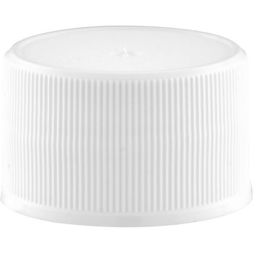 28mm 28-410 White Ribbed Matte Top Plastic Cap