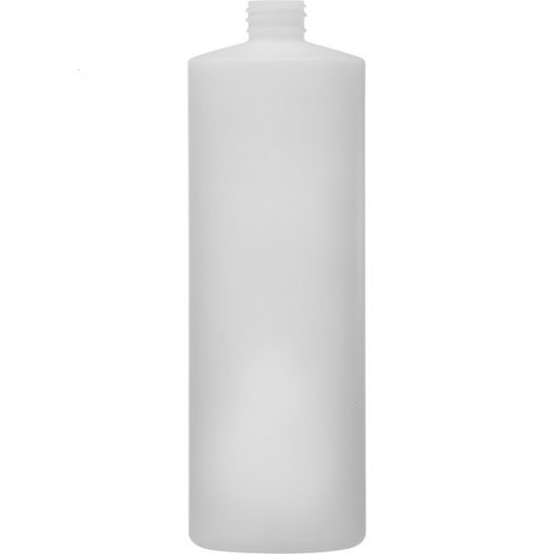 32 oz. Fluorinated Natural HDPE Plastic Cylinder Bottle, 28mm 28-410