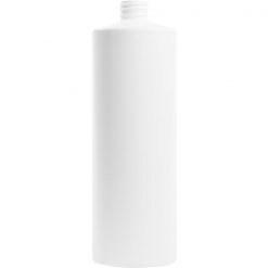32 oz. White HDPE Plastic Cylinder Bottle, 28mm 28-410