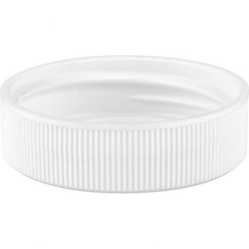 38mm 38-400 White Ribbed (Matte Top) Plastic Cap, Unlined