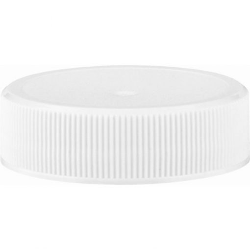 38mm 38-400 White Ribbed (Matte Top) Plastic Cap, Unlined