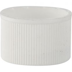20mm 20-410 White Ribbed (Matte Top) Plastic Cap w/HIS Pulp Liner for PET/PVC