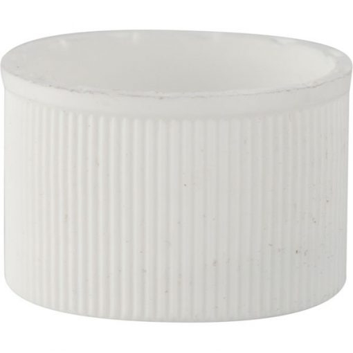 20mm 20-410 White Ribbed (Matte Top) Plastic Cap w/HIS Pulp Liner for PET/PVC