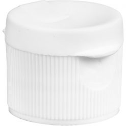 20mm 20-410 White Ribbed Snap Top Cap, Unlined, .125" Orifice