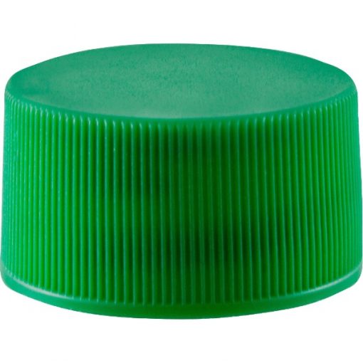 24mm 24-410 Green Ribbed (Matte Top) Plastic Cap w/Foam Liner (3-ply)