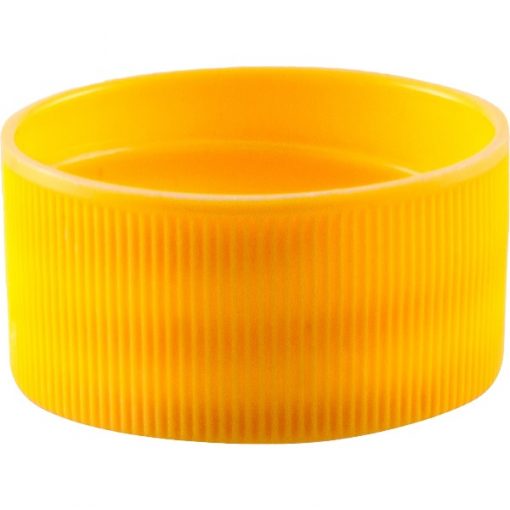 24mm 24-410 Yellow Ribbed (Matte Top) Plastic Cap w/Foam Liner (3-ply)