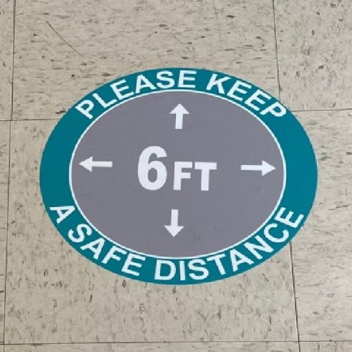 "Please Keep A Safe Distance" Floor Decal