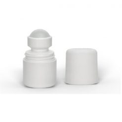 1 oz White Roll-On Deodorant Bottle with Round Edge Cap