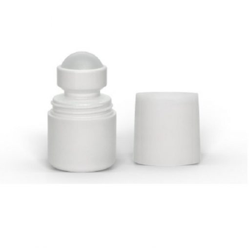 1 oz White Roll-On Deodorant Bottle with Straight Edge Cap