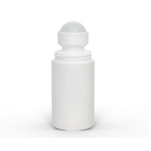 2 oz White Roll-On Deodorant Bottle with Straight Edge Cap