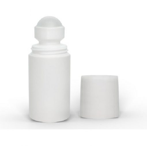 2 oz White Roll-On Deodorant Bottle with Straight Edge Cap