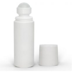 3 oz White Roll-On Deodorant Bottle with Straight Edge Cap