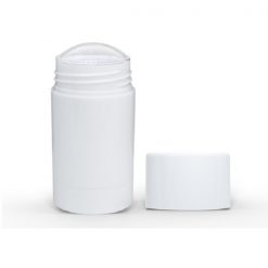 50g White Twist Up Deodorant Tube with White Screw Cap and Disc