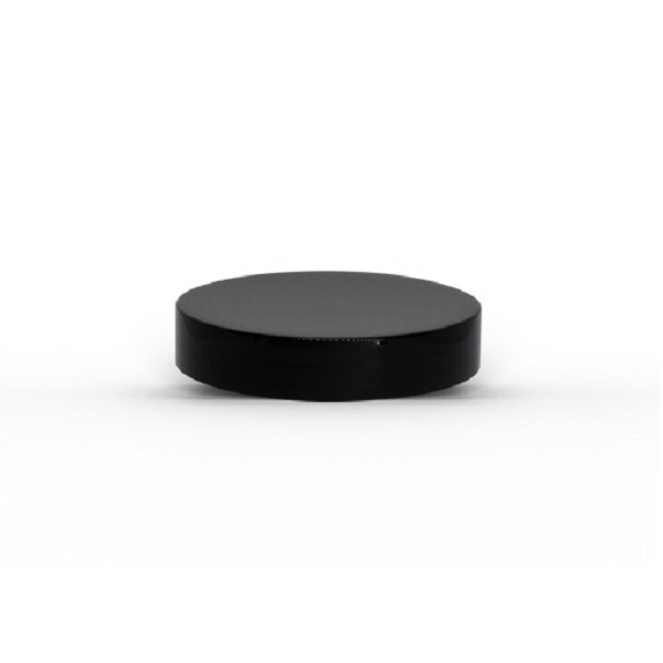 Black 38-400 PP Smooth Skirt Lid with Foam Liner – 1500 Caps / Case