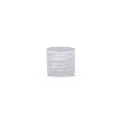 Clear Polypropylene 20-410 Ribbed Skirt Hinged Flip Top Dispensing Cap