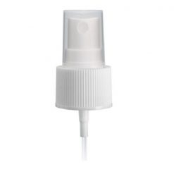 White PP 24-410 Ribbed Skirt Fine Mist Fingertip Sprayer with 175mm Dip Tube Clear Overcap