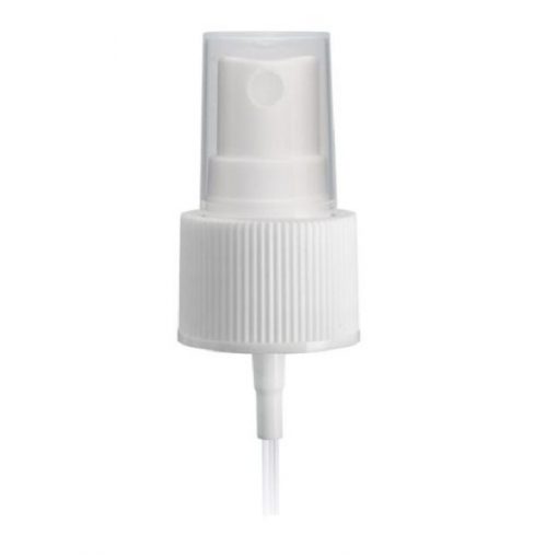 White PP 24-410 Ribbed Skirt Fine Mist Fingertip Sprayer with 175mm Dip Tube Clear Overcap