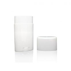 2.65 oz White Plastic Oval Deodorant Stick with Flat Top Cap