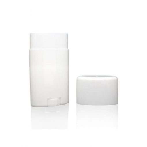 2.65 oz White Plastic Oval Deodorant Stick with Flat Top Cap