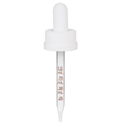 1 oz White Medical Grade Child Resistant Graduated Glass Dropper