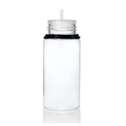 100 ml PET Clear Signature Wolf Bottle with Black Flat Cap and Pre-Inserted Tip