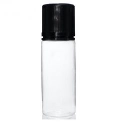 100 ml PET Clear Signature Wolf Bottle with Black Flat Cap and Pre-Inserted Tip