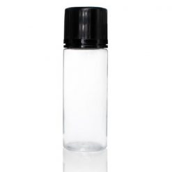 120 ml PET Clear Signature Wolf Bottle with Black Flat Cap and Pre-Inserted Tip