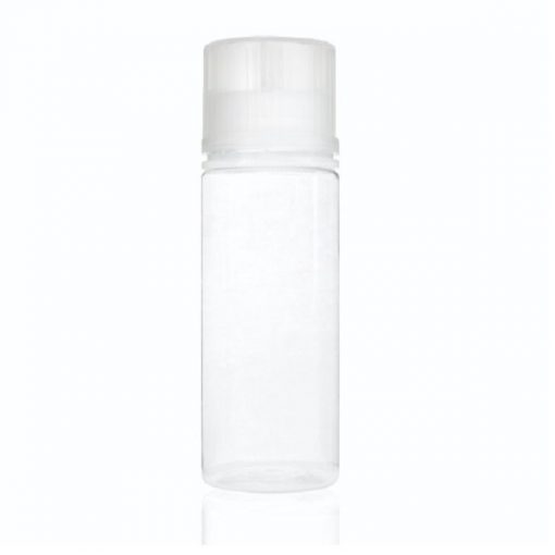 120 ml PET Clear Signature Wolf Bottle with Clear Flat Cap and Pre-Inserted Tip