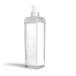 140 ml Square Acrylic Treatment Pump Bottle with Silver Cap