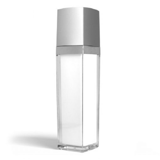 140 ml Square Acrylic Treatment Pump Bottle with Silver Cap