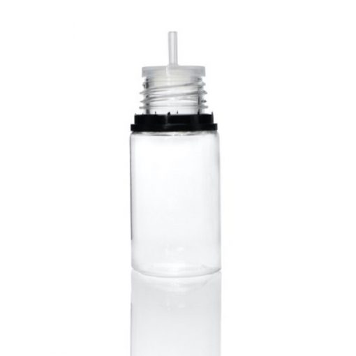 30 ml PET Clear Signature Wolf Bottle with Black Flat Cap and Pre-Inserted Tip