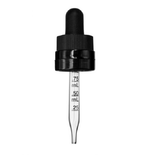 0.5 oz Black Child Resistant with Tamper Evident Seal Graduated Glass Dropper (18-400)