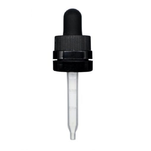 0.5 oz Black Child Resistant with Tamper Evident Seal Plastic Pipette Graduated Dropper