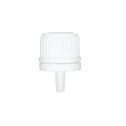 White 18-400 Euro PP Tamper Evident Ribbed Cap Orifice Dropper Assembly