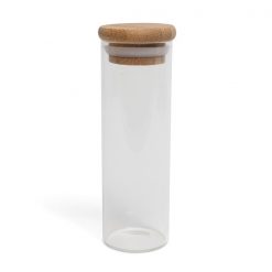 126mm Glass Pre-Roll Tube with Bamboo Wood Airtight Lid - Fits 5-11 Pre-Rolls