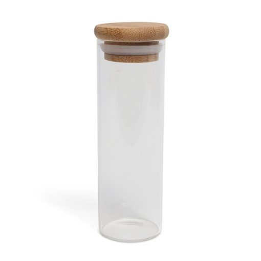 126mm Glass Pre-Roll Tube with Bamboo Wood Airtight Lid - Fits 5-11 Pre-Rolls